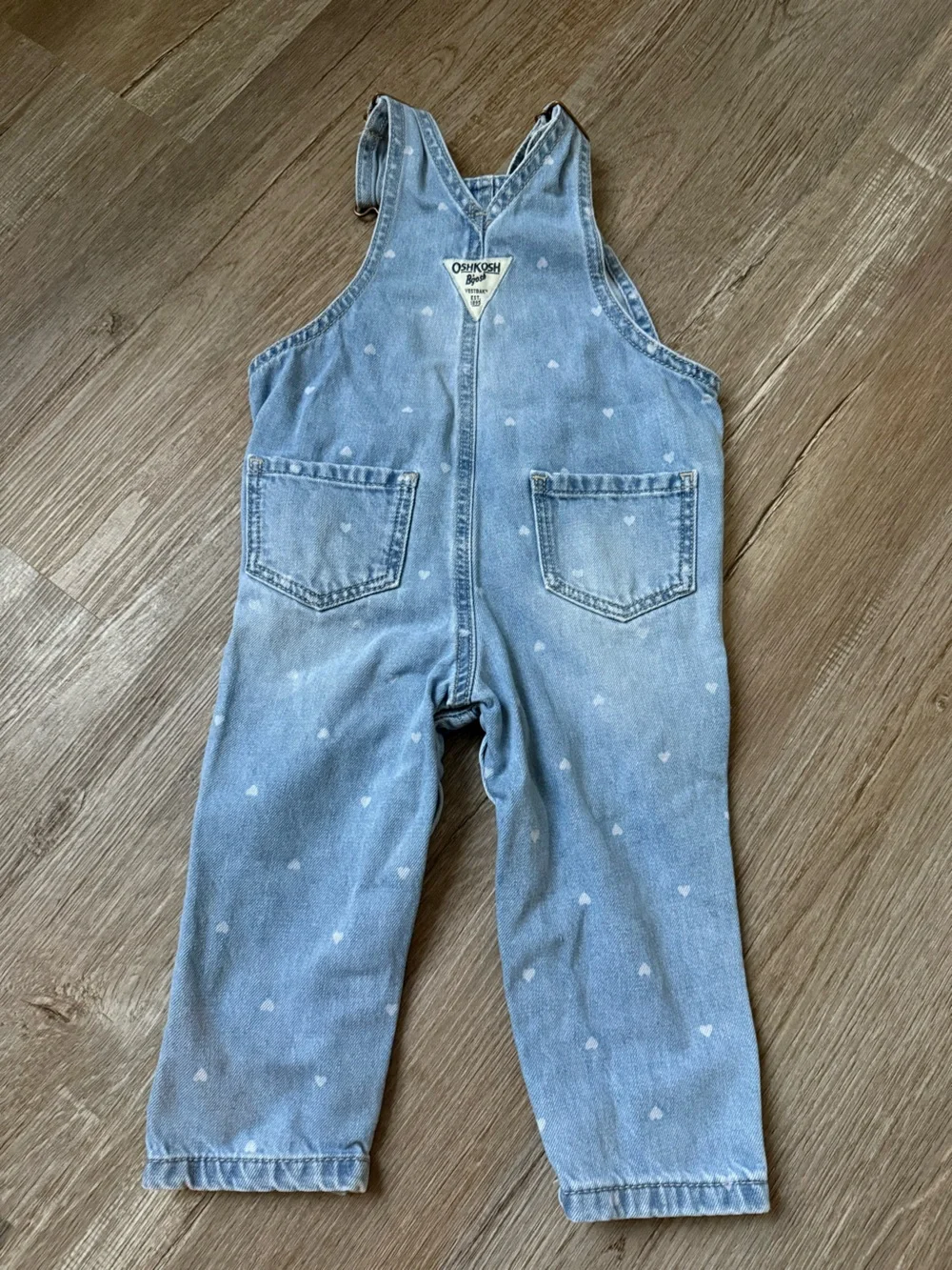 OshKosh B'gosh Light Wash Denim Overalls Heart Detail Kids Size 12-18 Mo
